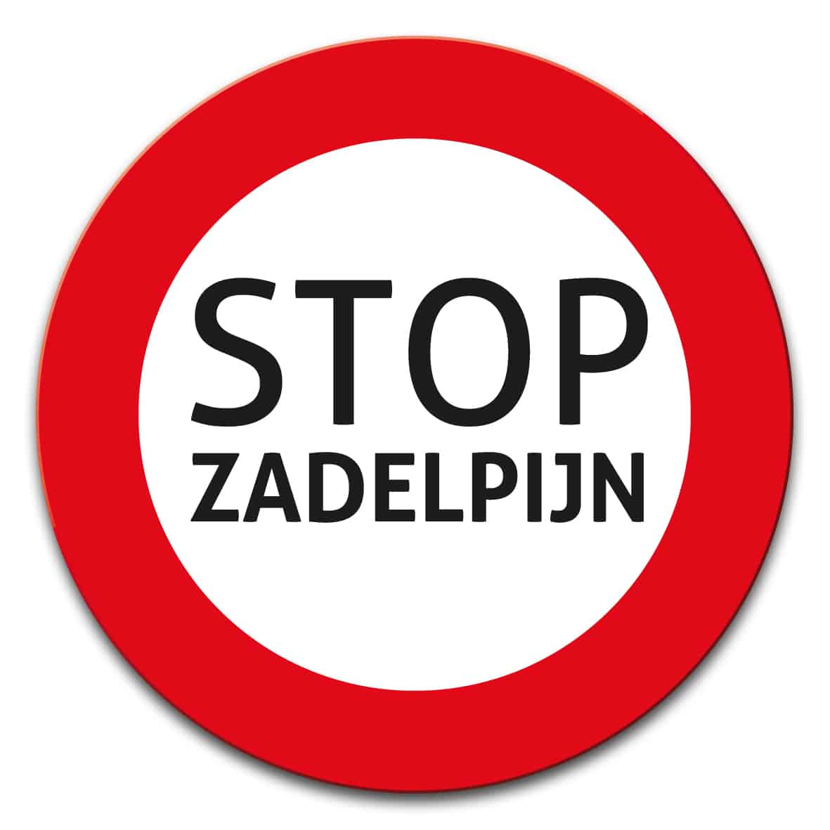 Rood verkeersbord met de tekst stop zadelpijn