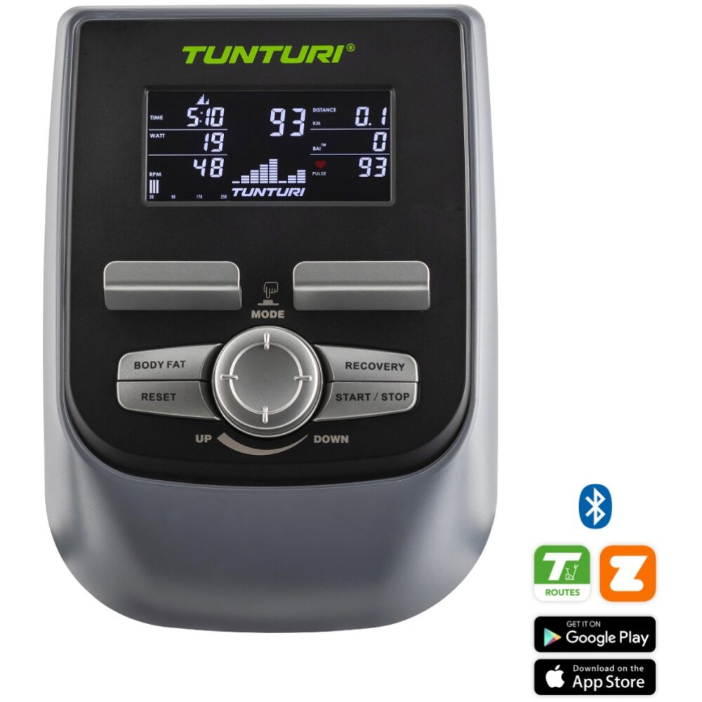 Display Tunturi, weergave mogelijkheden, Tunturi Routes, Bluetooth