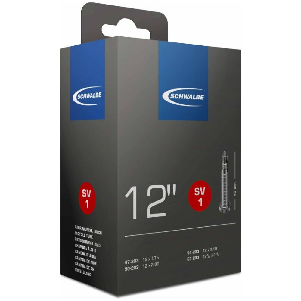 Schwalbe Binnenband SV1 12 x 1.75 - 12 1/2 x 2 1/4 Frans Ventiel 40m ZWART