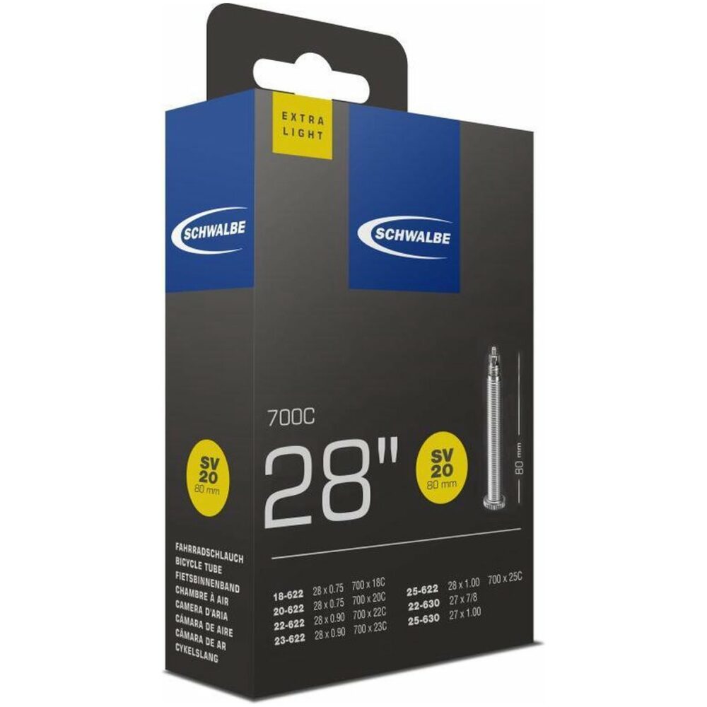Schwalbe Binnenband,23-622, Extra Light 28 x 0.75 - 1.00 Frans Ventiel 80mm, SV20 Zwart