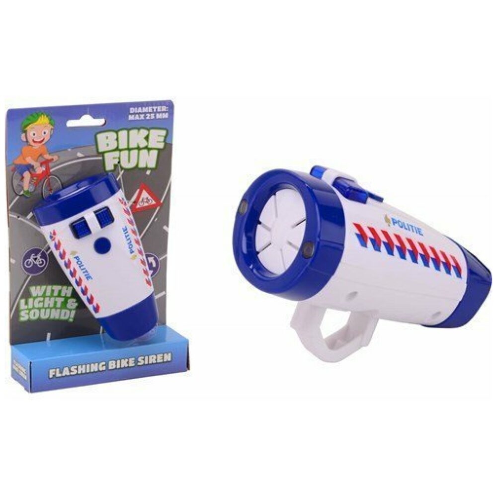 Bike Fun Politie sirene met fietslamp Wit