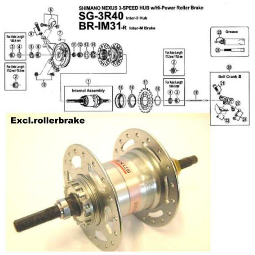 Shimano Shim a naaf Nexus 3v 36g RB kaal ZILVER
