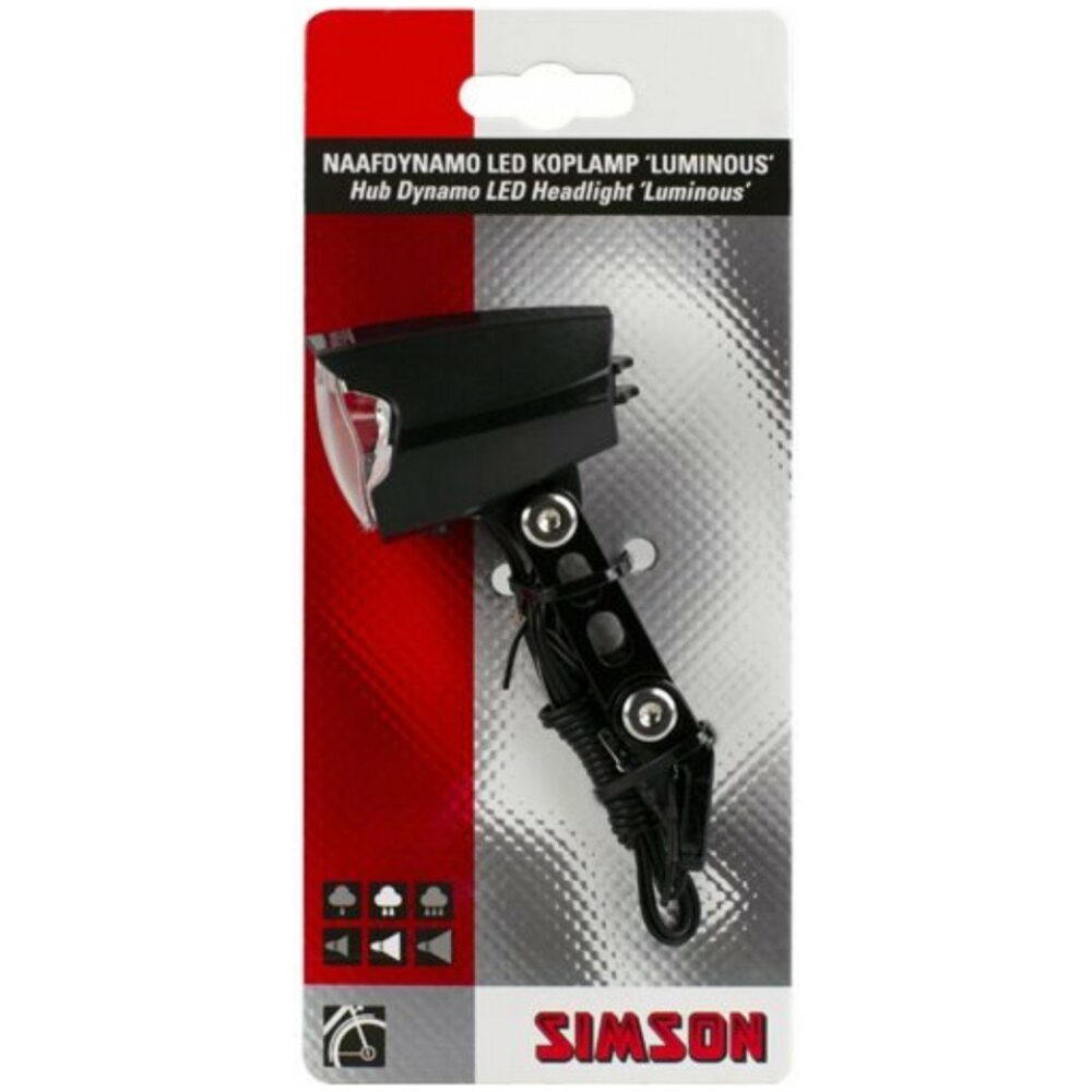 Simson koplamp Luminous auto/aan/uit dynamo 30 lux ZWART