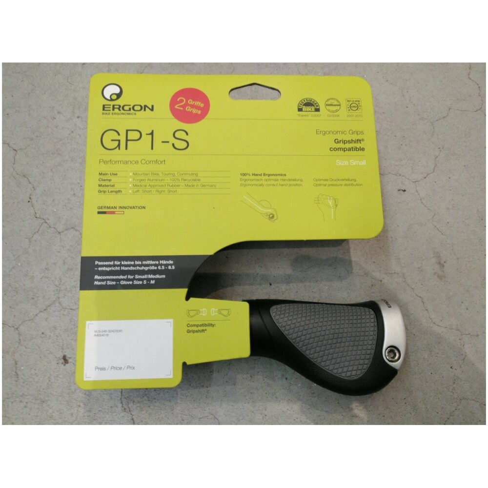 Ergon handv GP1-S gripsh Zwart/Zilver