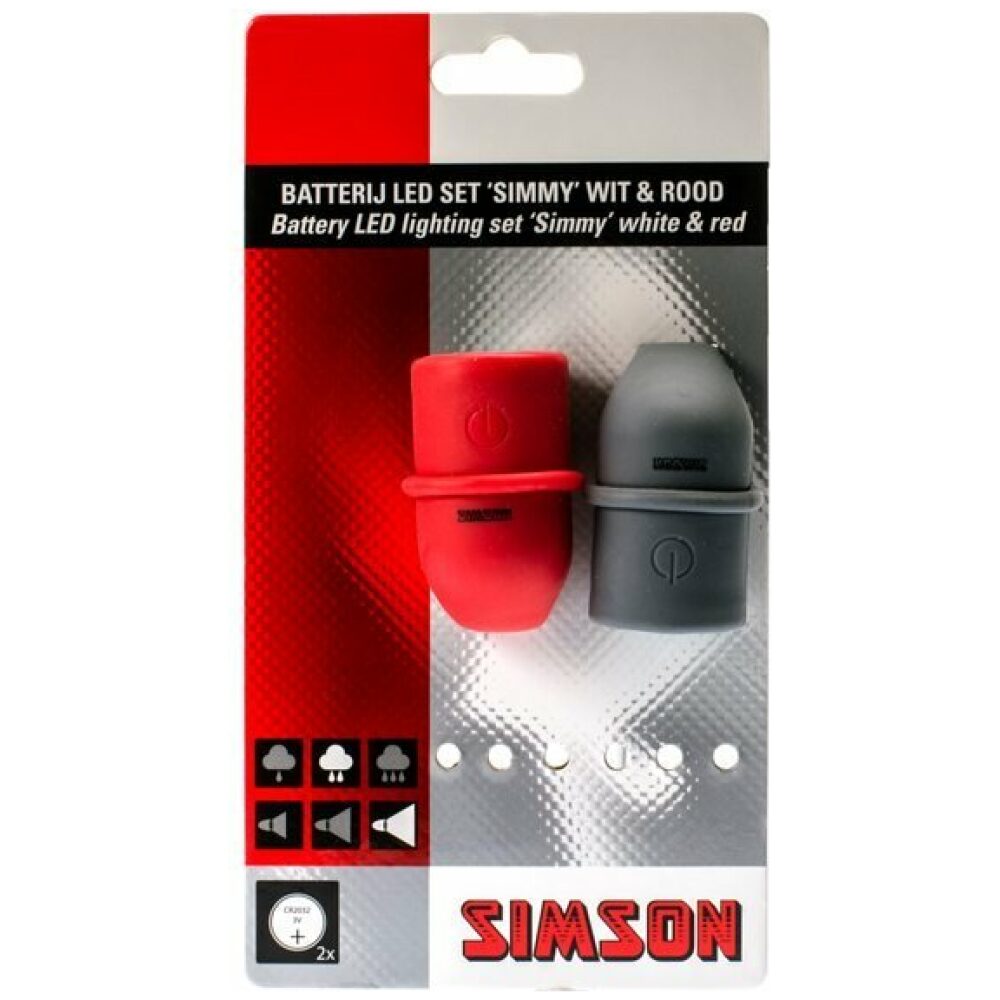 Simson verlichtingsset Simmy batterij ROOD - Afbeelding 2