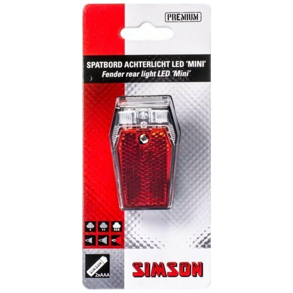 Simson achterlicht Mini batterij spatbord ZWART