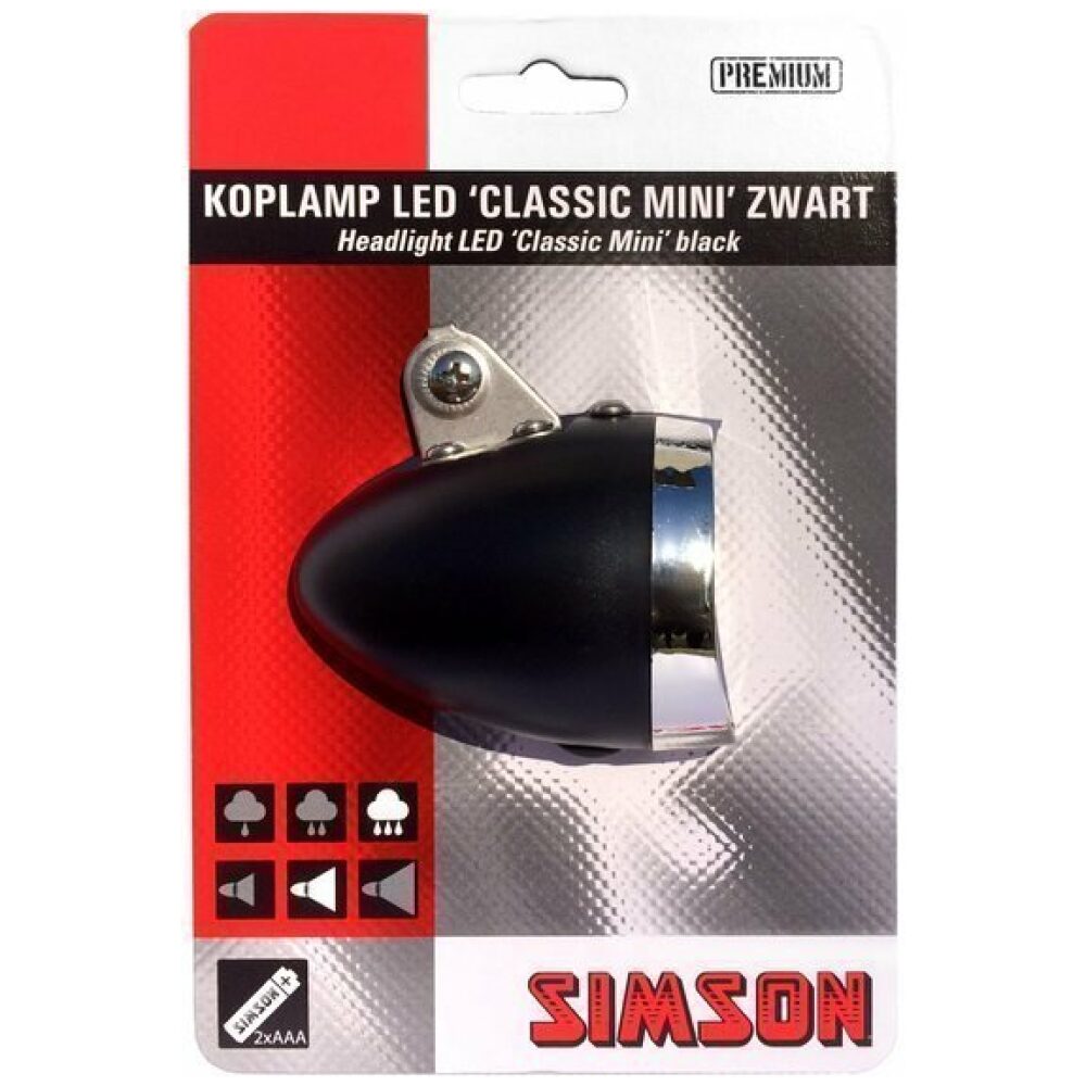 Simson koplamp Classic Mini batterij 4 lux ZWART - Afbeelding 2