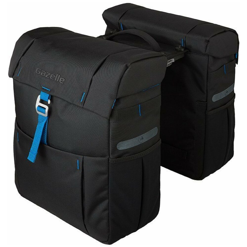 Gazelle Tas dubbel black blue adapter Mik Blauw|Zwart