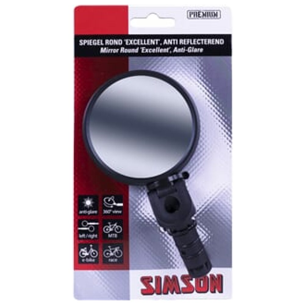 Simson spiegel rond Excellent anti reflecterend Zwart