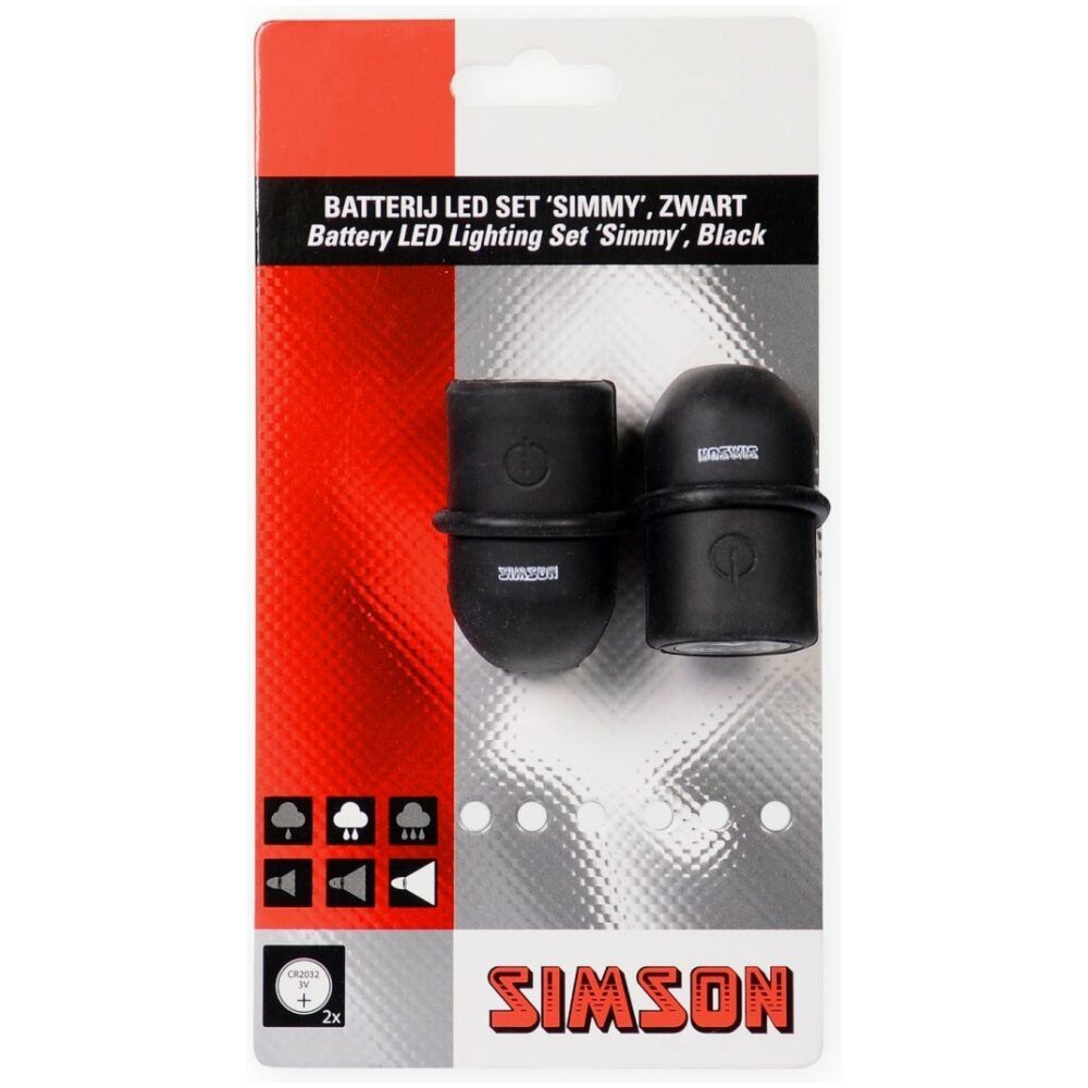 Simson verlichtingsset Simmy batterij zwart ROOD