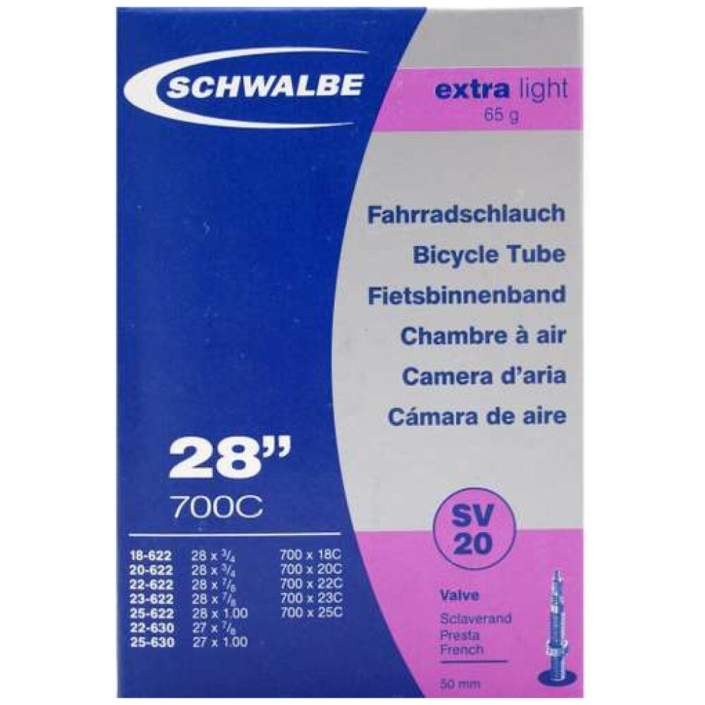 Schwalbe Binnenband,23-622, Extra Light 28 x 0.75 - 1.00 Frans Ventiel 50mm, SV20 ZWART