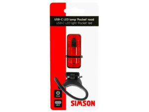 Simson USB-C LED lamp Pocket rood Zwart