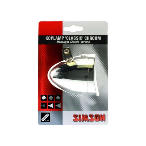 Simson koplamp Classic batterij CHROOM - Afbeelding 3