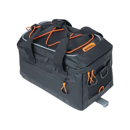 Basil dragertas Miles Tarpaulin trunkbag zwart ora Black Orange - Afbeelding 3