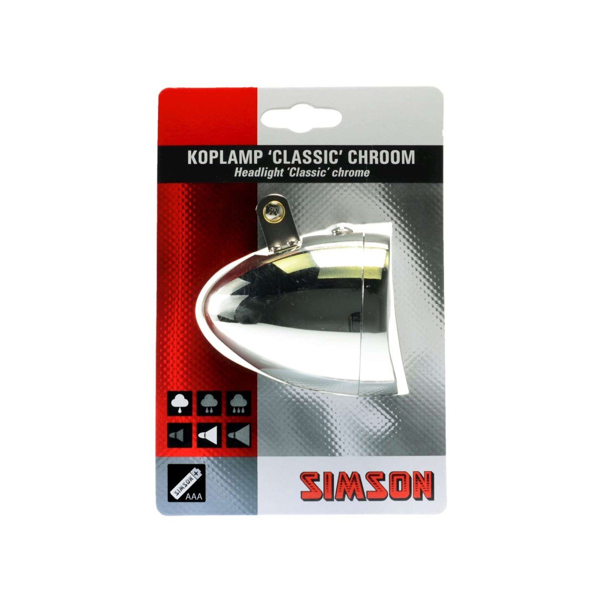 Simson koplamp Classic batterij CHROOM
