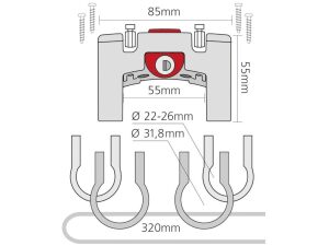 Klickfix STUUD ADAPTER M/SLOT 22-26+31.8MM ZW Zwart