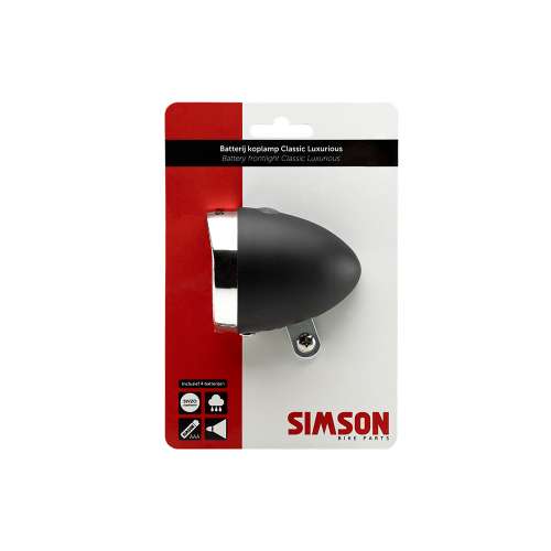 Simson koplamp Classic Luxurious batterij 30 lux z Zwart