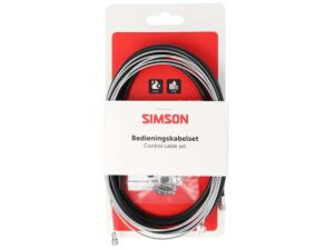 Simson remkabel set verseel 2 nippels RVS zwart